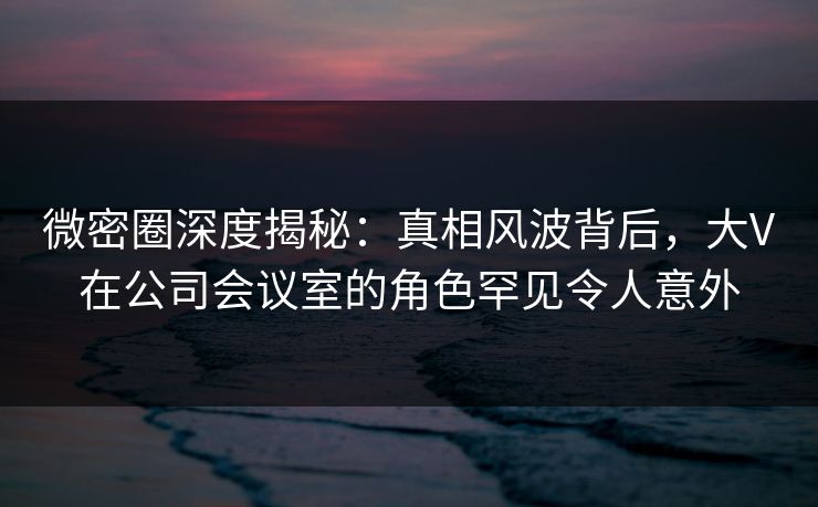 微密圈深度揭秘：真相风波背后，大V在公司会议室的角色罕见令人意外
