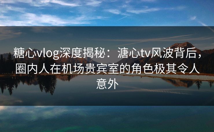 糖心vlog深度揭秘：溏心tv风波背后，圈内人在机场贵宾室的角色极其令人意外