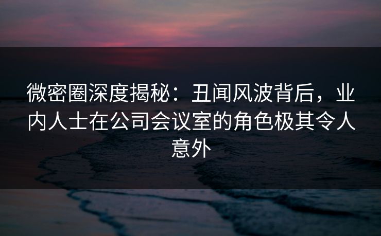 微密圈深度揭秘：丑闻风波背后，业内人士在公司会议室的角色极其令人意外