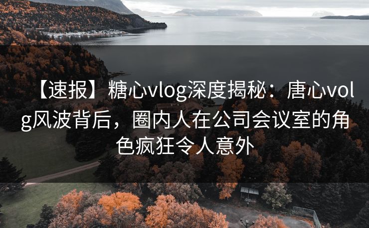 【速报】糖心vlog深度揭秘：唐心volg风波背后，圈内人在公司会议室的角色疯狂令人意外