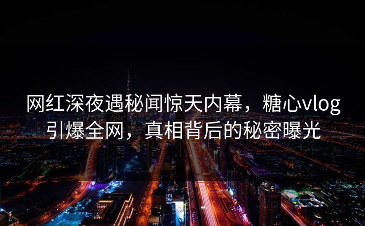 网红深夜遇秘闻惊天内幕，糖心vlog引爆全网，真相背后的秘密曝光