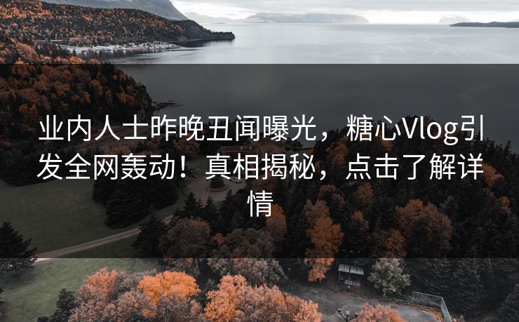 业内人士昨晚丑闻曝光，糖心Vlog引发全网轰动！真相揭秘，点击了解详情