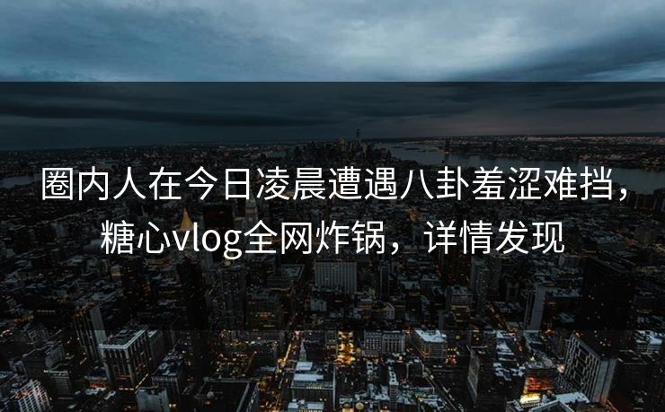 圈内人在今日凌晨遭遇八卦羞涩难挡，糖心vlog全网炸锅，详情发现