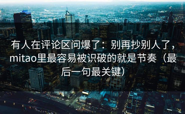 有人在评论区问爆了：别再抄别人了，mitao里最容易被识破的就是节奏（最后一句最关键）